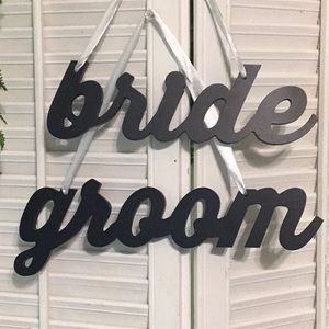 Bride and Groom Hanging Signs